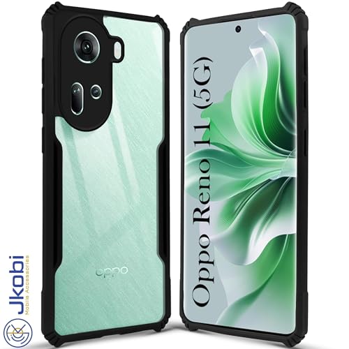 Image of Jkobi Back Cover Case for Oppo Reno11 5G (Shockproof with Polycarbonate Clear Panel | Professional Black)