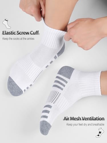 Image of Airacker Athletic Quarter Socks with Cushion Running Ankle Socks for Men Women 6 Pairs