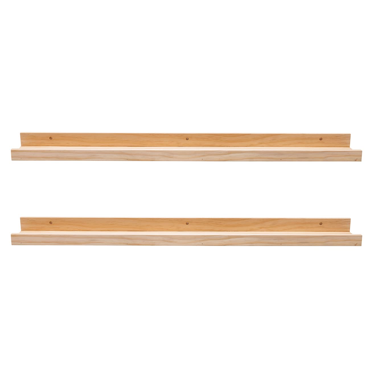 AZSKY Floating Shelves Wall Mounted Set of 2 Natural Wood Picture Shelves Wall...