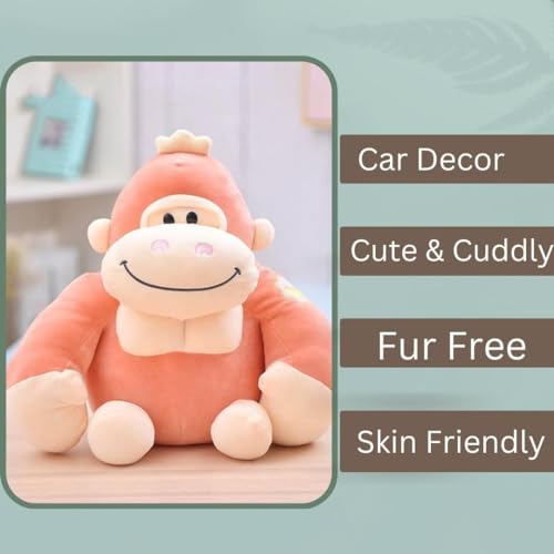 Image of A Little Swag Cute Set of 3 Gorilla Stuffed Toys - 25 cm Animal Figure Plush Teddy Bear for Boys, Girls, Kids, Birthday Gift, Car Hanging, Home Decor
