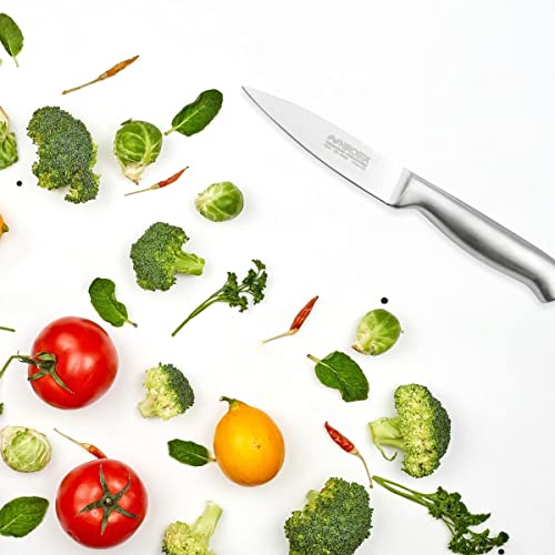 Foto von Nirosta Gemüsemesser – Premium Edelstahl, Ideal zum Schneiden und Schälen von Gemüse und Obst, Fugenlose Verarbeitung, 4 Jahre Garantie, Designed in Germany