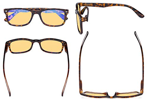 Eyekepper Blue Light Blocking Computer Reading Glasses Women Men with Amber Tinted Filter Lens - Classic Readers - Tortoise - Image 3