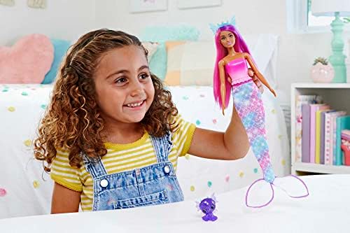 Barbie™ Dreamtopia Bebek ve Aksesuarlar Barbie Bebek ve evcil hayvanları, kıyafetli bebek, deniz kızı kuyruğu ve etek HLC28 - Görsel 2