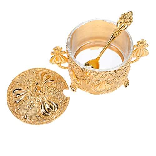 ERINGOGO 1 Set European and American Style Sugar Cup Sugar Bowl with Lid and Food Containers with Lids Sugar Jar Metal Container with Lid Kitchen Seasoning Jar Jar