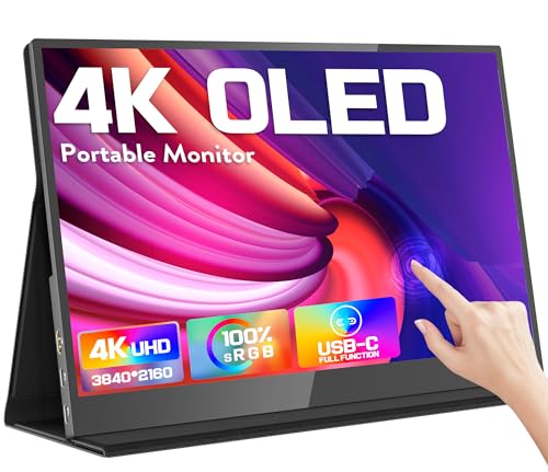Image of ZSCMALLS OLED Portable Monitor 4K - 15.6 inch UHD 3840x2160 USB-C Monitor, 100% sRGB Touch Screen External Second Monitor Portable HDR Travel Monitor with Speakers for MacBook Laptop Switch PS5 /4