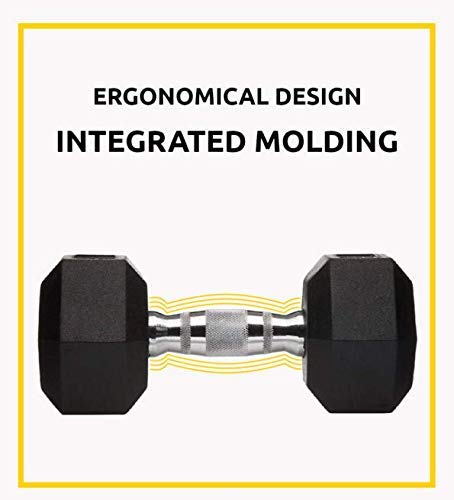 10LB Rubber Hex Dumbbell Pair - Chrome Knurled Handle Weight Set For Home Gym