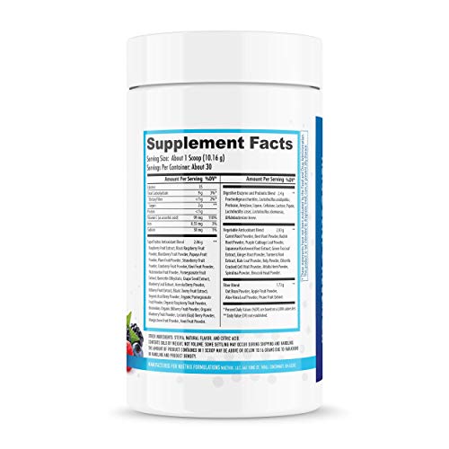 Nuethix Formulations Gourmet Greens Drink Powder Dietary Supplement With Fruit And Vegetable Superfoods And Probiotics, Berry, 30 Servings #TOP1