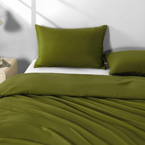 Image of Queen Size Zipper Pillow Cases Set of 2,Deep Sage Green,20x30 Inches | Soft Comfortable, Not Shrink, Breathable Luxury