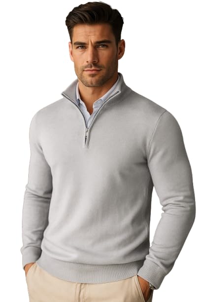 Image of Men Woolen High Neck Half Zip Full Sleeve Knitted Sweater for winterwear