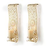 Capesaro Antique Gold Wall Sconces,Set of 2 Rustic Metal Candle Holders for Farmhouse Vintage Home...