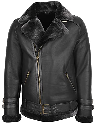 Veste d'aviateur en peau de mouton véritable contre le froid hivernal rigoureux