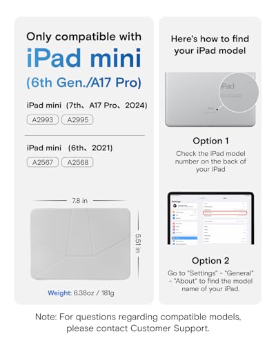 Image of MOFT Dynamic Folio Case for iPad mini 7th A17 Pro 2024 & iPad mini 6th A15 2021-[Reinforced Corner Protection] Stable Slim Magnetic Stand with 20+ Viewing Angles, Misty Cove x Jet Black