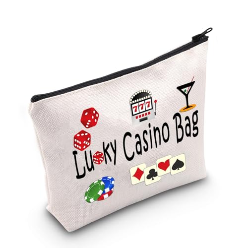 TSOTMO Casino Gamble Zipper Pouch for Gambler Gambling Gift Slots Dice Poker Chips Cosmetic Bag (Casino)