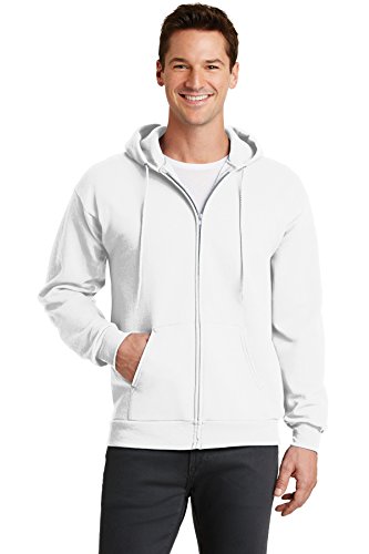 Port & Company PC78ZH Mens Core Fleece Full-Zip Hooded Sweatshirt44; White
