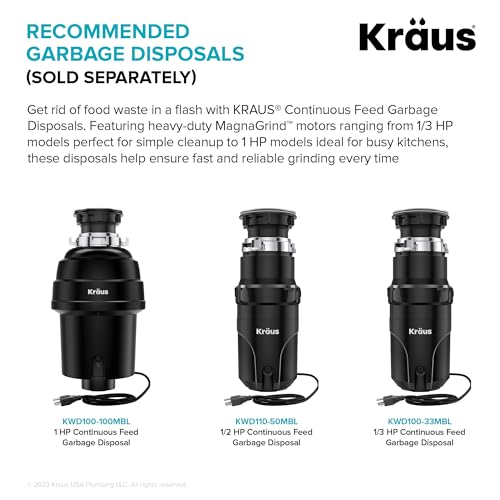 Image of KRAUS Garbage Disposal Air Switch Kit in Spot-Free Stainless Steel with Push Button, AC Adapter, Power Cord, and Air Tube Included, KWDA-100SFS