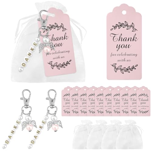ELNX 30 Pingentes de anjo da guarda, presentes de anjo de agradecimento, lembranças de casamento, confirmação, comunhão, batismo e presente de agradecimento (rosa)