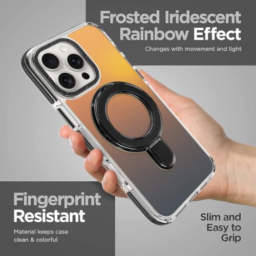 Image of Magnetic for iPhone 16 Pro Max Case with Stand [Compatible with Magsafe] [Fashion Fluorescent Design] [1 Screen Protector] Slim Translucent Matte Case for iPhone 16 Pro Max 6.9 inch 2024, Black