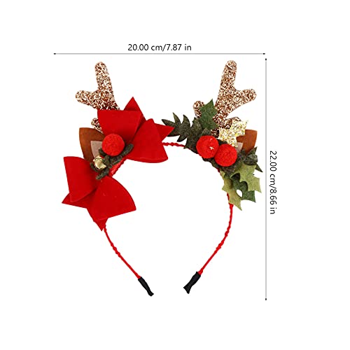 OSALADI Kerst Haar Hoepel Glitter Kerst Rendier Hoofdband Met Haar Bows Alligator Kerst Glitter Haarband Herten Gewei… - Image 4