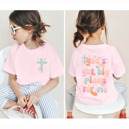 Image of Christian Shirts for Girls Bible Verse God Shirt Kids Graphic Tees Cute Cross Outfits Floral Print Summer Top