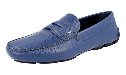 Prada Herren Blau Saffiano Leder Loafer 2DD001 053 F0216 44.5 EU/UK 10.5
