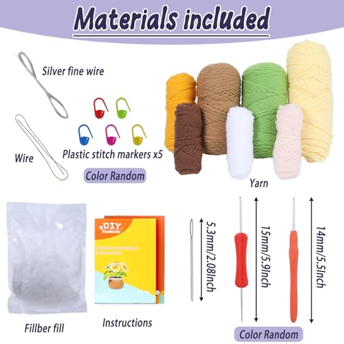 ENCHOL Crochet Kit for Beginners Complete Crochet Kits-Flower Bouquet Potted, Crochet Potted Flowers - Image 2