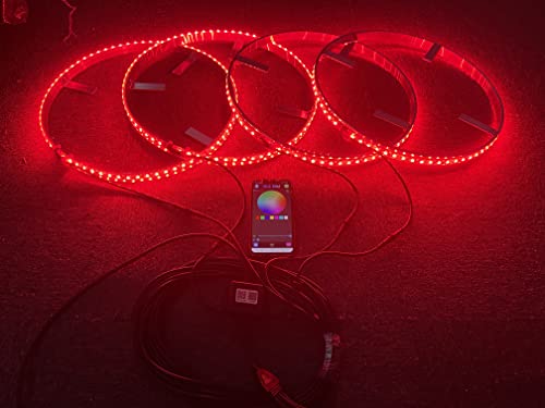 Sando Tech 15.5'' Rgb Ip68 Waterproof Wheel Light Kit Braking Functionand Strobe Led Wheel Ring Lights Tire Lights Brightest 300Leds Multiple Colors Super Bright Blue-Tooth App Controlled #TOP4