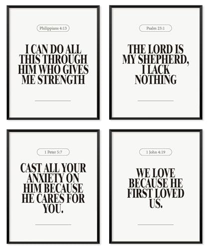 Locomiss Black and White Christian Wall Art Decor Posters, Modern Bible Verse Prints, Minimalist...