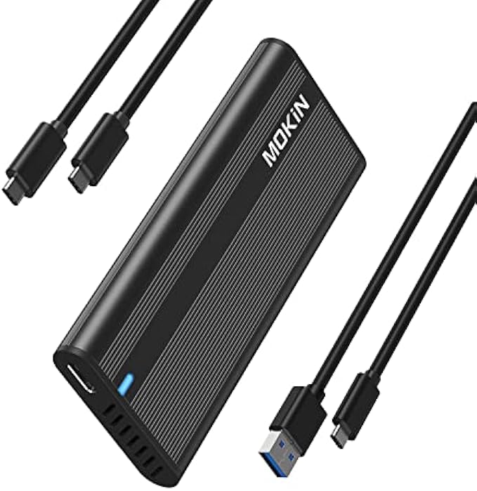 MOKiN M.2 NVME SATA SSD Enclosure Adapter Tool-Free, RTL9210B Chip, USB C 3.1 Gen 2 10Gbps NVME, 6Gbps SATA PCIe M-Key(B+M Key), External Solid State Drive Support UASP Trim for 2242/2260/2280 SSD