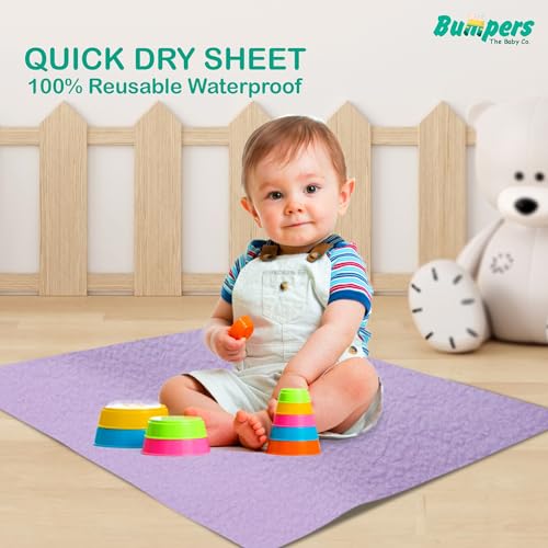 Image of Bumpers Waterproof Quick Dry Sheet for Double Bed |Extra Absorbent Washable Matress Protector|Baby Bed Protector Sheet for Adult & Toddler Children, King Size (XXL, 260x200cm, Violet)