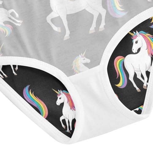 Underwear Girls, Cute White Unicorns Black Toddler Briefs, Cotton Girls Underwear, 2T–8 Years4