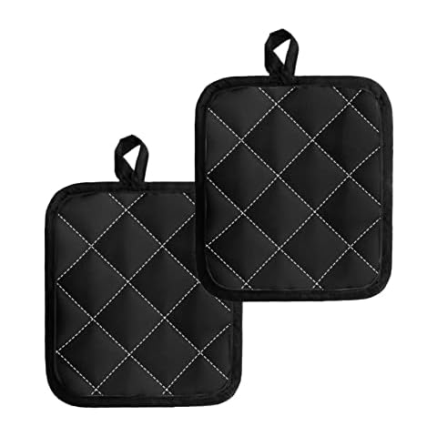 Coldinair Black Pot Holders for Kitchen Heat Resistant Oven Hot Pads for Cooking Baking Microwave BBQ,Set of 2 Cover