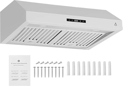 Under Cabinet-Range-Hood Stainless Steel Kitchen Stove-Vent-Hood - 30 Inch,400CFM 3 Speed Exhaust Fan Touch Control,LED lights,Time Setting,Dishwasher-Safe,Baffle Filters