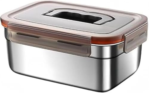 WNRJ 304ステンレス鋼食品保存箱 蓋付き大容量弁当箱 強力密閉漏れ防止 冷凍冷蔵対応 耐食性たアウトドア/キャンプ/旅行/家庭用 多段重ね可能食品保管容器 洗浄容易シンプルデザイン