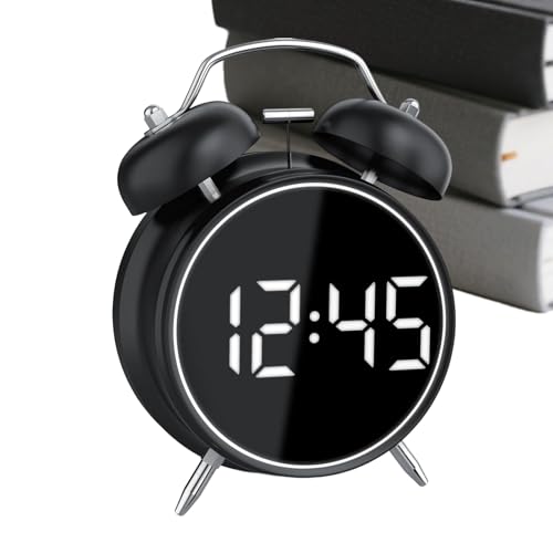 Despertador digital – Decoración de doble campana analógica extra fuerte | Despertador silencioso retro extra fuerte 6,3 x 4,33 pulgadas digital | para adultos Estudiantes Adolescentes Durmiendo Bur