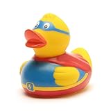 Superduck Badeenten I Quietscheente I DUCKSHOP I L: 8 cm I inkl. Badeenten-Schlüsselanhänger im Set