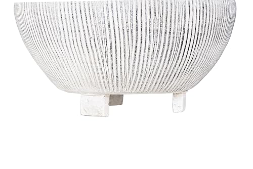 Creative Co-Op Small Distressed Cream Footed Terracotta Planter with Fluted Texture by Creative Co-Op - Image 3