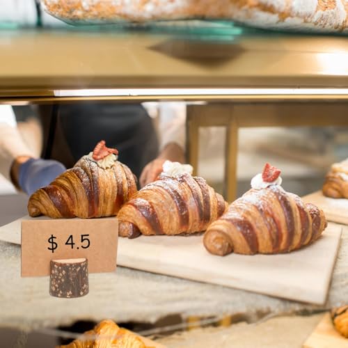 Drewniany uchwyt na karty, 20 sztuk uchwytów na karty stołowe, z 20 sztukami papieru typu kraftowego, drewniane, uchwyty na karty menu na wesela, do restauracji, bankietów, imprez