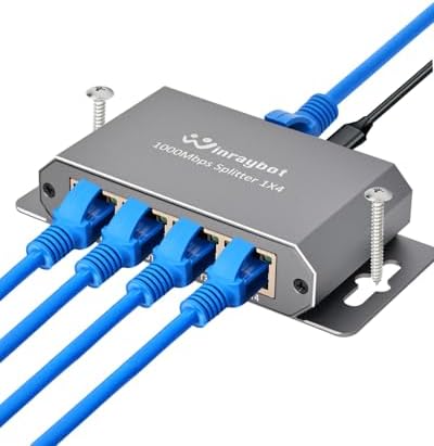 WinRaybot Gigabit Ethernet Splitter 4 Port & 2 Port with Wall Mount Ears for Home Office PS5 Router Smart TV Plug & Play 1000Mbps Powered Network Switch 1 to 4 Ethernet Hub 1 to 2 - 1