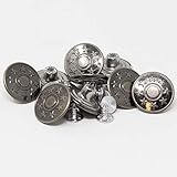 jeans silver damen Farbe: Altsilber BIG-SAM - 10 Metallknöpfe/Jeansknöfe - ⌀ 20mm - Altkufer, Altsilber oder Silber - mit Motiven - Nähfrei! (Altsilber)