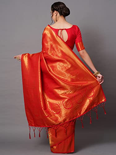Image of AKHILAM Women's Banarasi Silk Woven Design Saree With Unstitched Blouse Piece (KUNT1880 Parent)