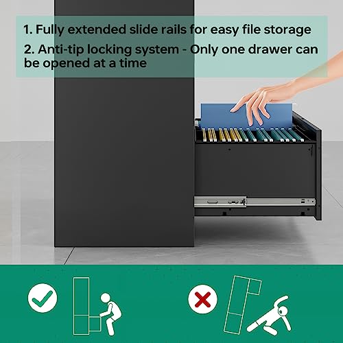 Letaya File Cabinets,4 Drawer Metal Lateral Filing Organization Storage Cabinets With Lock,Home Office For Hanging Files Letter/Legal/F4/A4 Size (Require Assembly) #TOP5