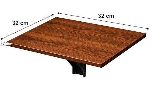 Image of Enigmatic Woodworks Wall Mounted Folding Study Table | Space Saving Foldable Laptop Desk for Home & Office | Engineered Wood Wall Mount Table (Walnut, 32 * 32 cm)