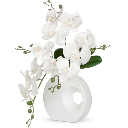 Oairse Artificial Orchid Plant in Ceramic Pot 15.7" Realistic Fau...