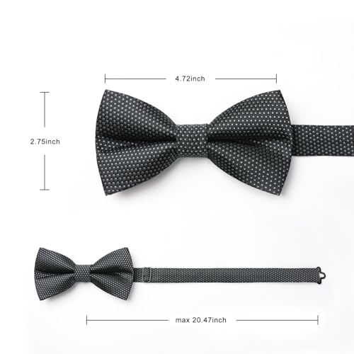 Image of HISDERN Mens Plaid Bow Tie Set Pocket Square and Cufflinks Bowtie | Pretied Bowties Design for Easy Wear,Check Pattern,Matching Handkerchief Cuff Link,3PCS Set Wedding Formal Party Groom Prom