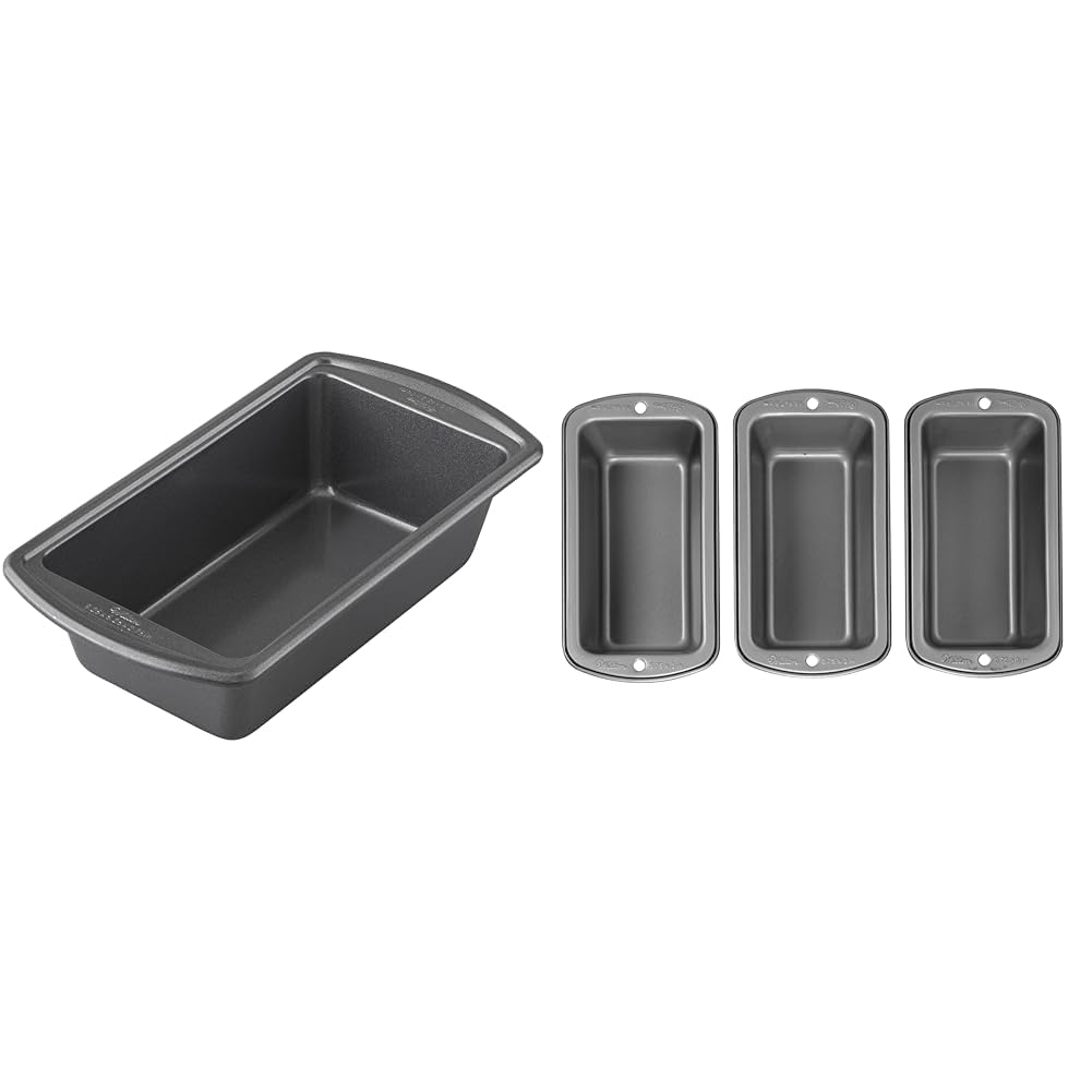 Wilton Advance Select Premium Non-Stick Loaf Pan, 9.25 x 5.25 Inches, Steel, Silver & Recipe Right Non-Stick Mini Loaf Pan Set, 3-Piece, Steel