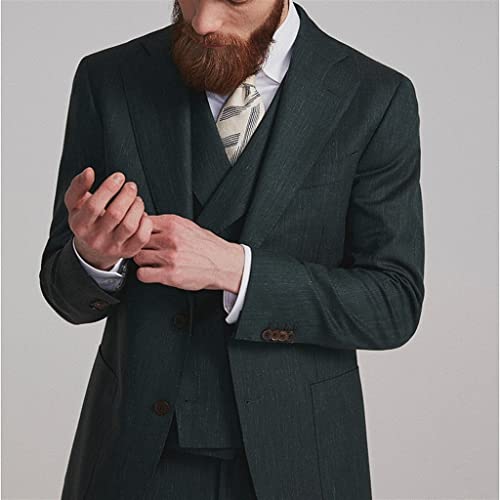 Men's Suit Set Business Casual Suit Jackets Slim Fit Retro Men Suits Spring Autumn Linen Formal Pants(46 Code) - Image 3