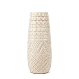 Ceramic Vases for Flowers, 8" H Modern Rustic Vase for Home Decor Bouquet Pampas Grass Beige Off-Whi