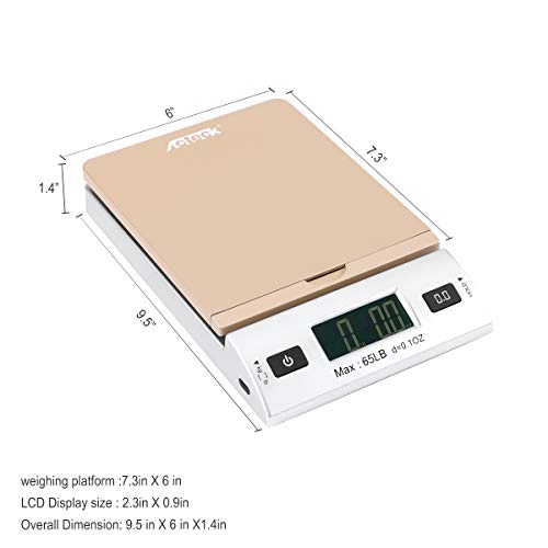 acteck a-ck65gs 65lbx01oz digital shipping postal scale with batteries and ac adapter gold silver