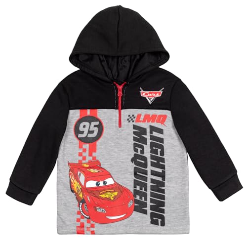 Disney Cars Lightning McQueen Little Boys Fleece Half Zip Hoodie 6 Grey/Black