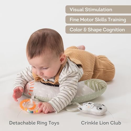Image of Taf Toys Ergonomic Tummy Time Support Toy with Teether and Rattle - Soft and Supportive Baby Toy for Enhanced Motor Skills Development